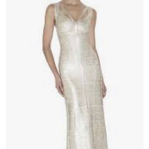 Classy & Sexy White & Silver Foil Cut Out Gown